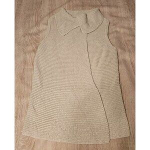 Chicos Size 2 Us Large Womens Sweater Vest Snap Front Cream Color Wool Blend